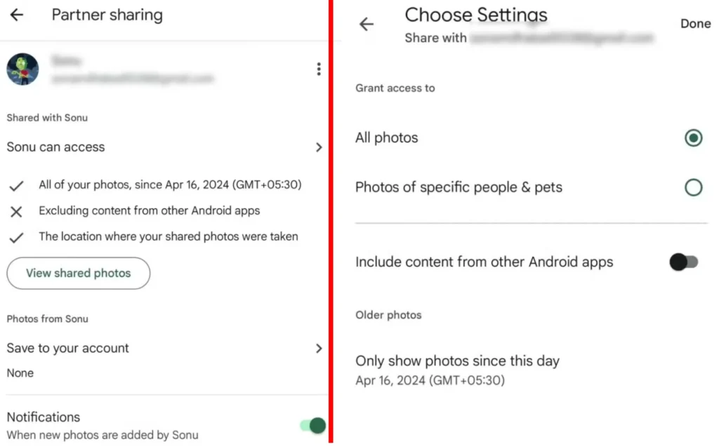google photos may reintroduce full partner sharing options