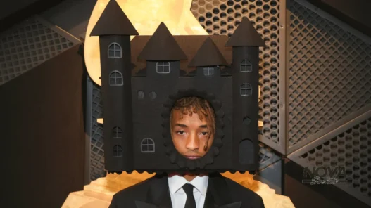 jaden smith grammys red carpet look a castle on his head